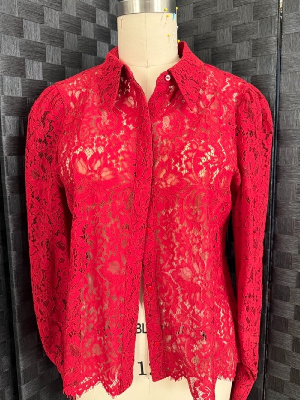 L' Agence Red Jenica Lace blouse. Size XL.